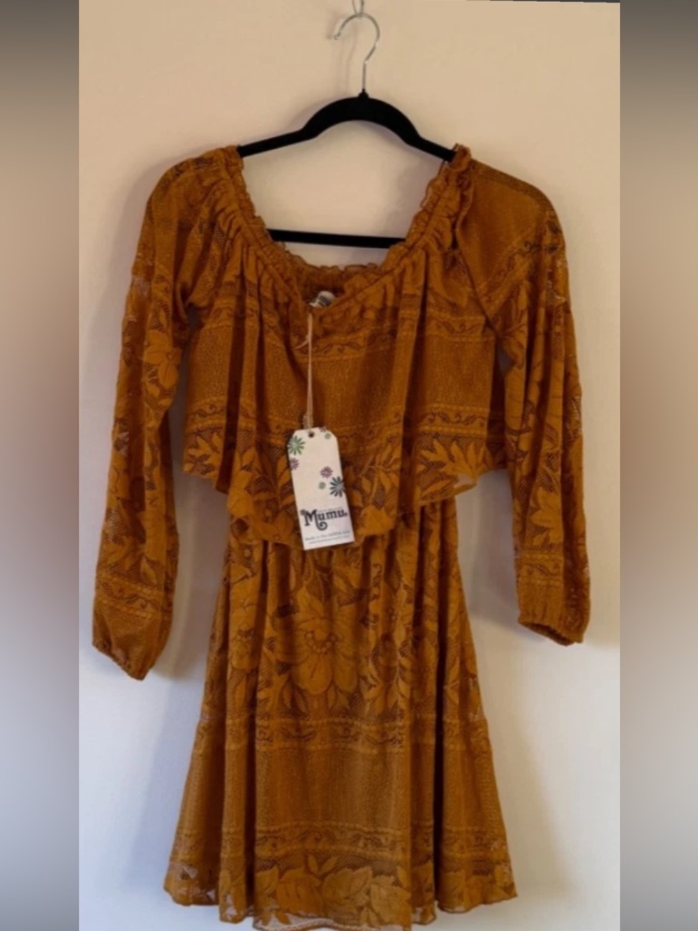 🌼 Show Me Your Mumu Lace Dress Mustard Small 🌼